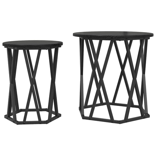 Couchtisch 2 pcs Schwarz Eichen-Optik 50 x 50 x 50 cm