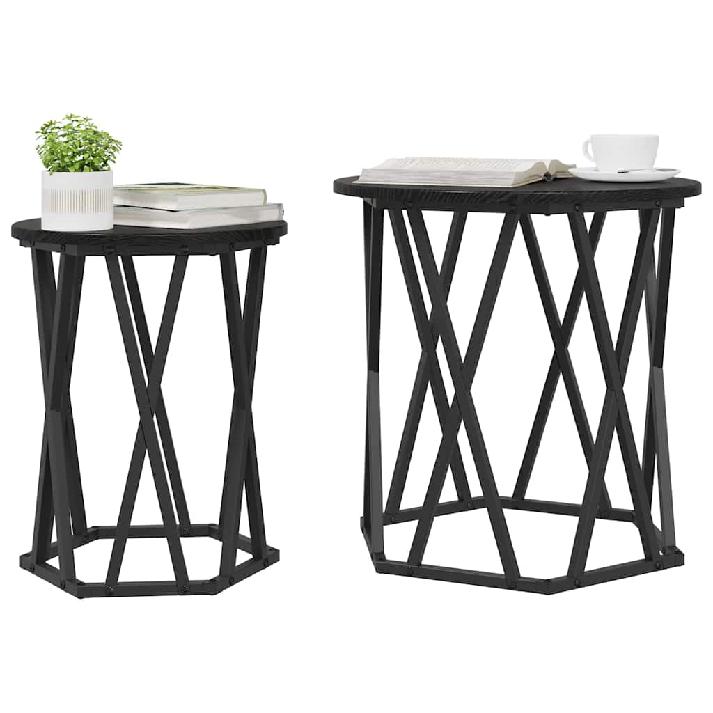 Couchtisch 2 pcs Schwarz Eichen-Optik 50 x 50 x 50 cm