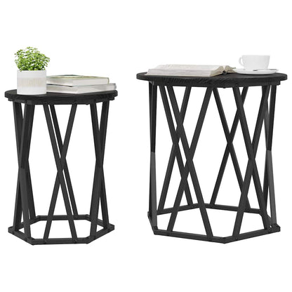 Couchtisch 2 pcs Schwarz Eichen-Optik 50 x 50 x 50 cm