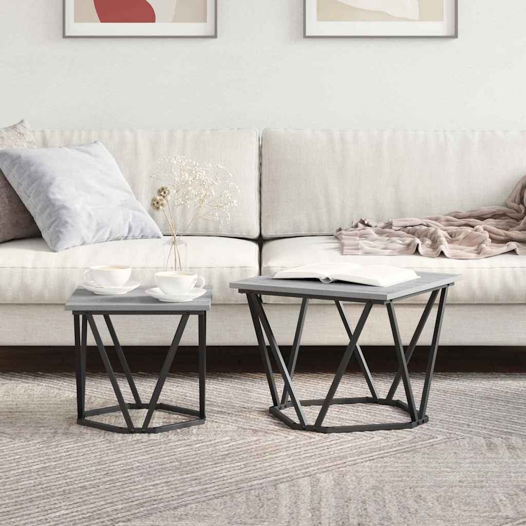 Beistelltisch-Set 2 pcs Grau Sonoma 50 x 50 x 40 cm
