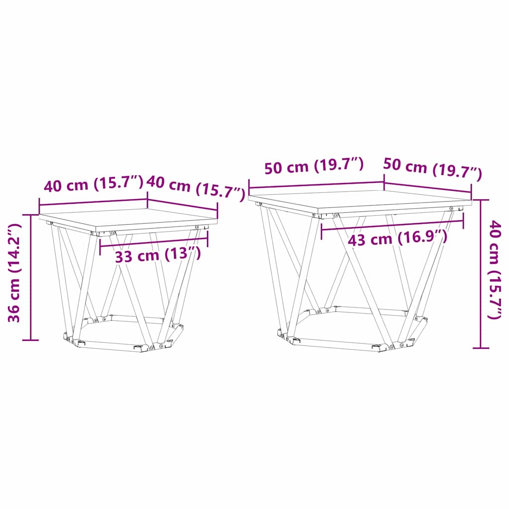 Beistelltisch-Set 2 pcs Grau Sonoma 50 x 50 x 40 cm