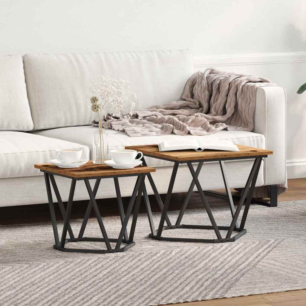 Beistelltisch-Set 2 pcs Altholz 50 x 50 x 40 cm