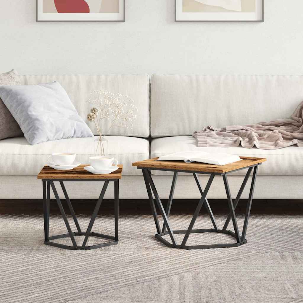 Beistelltisch-Set 2 pcs Altholz 50 x 50 x 40 cm