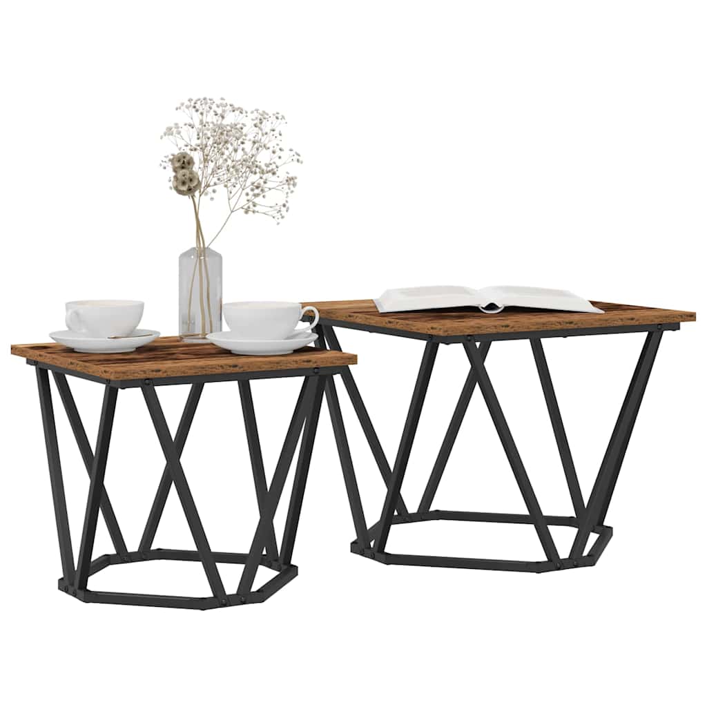 Beistelltisch-Set 2 pcs Altholz 50 x 50 x 40 cm