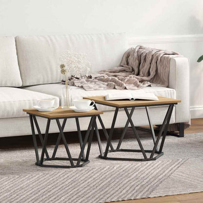 Beistelltisch-Set 2 pcs Eiche handwerklich 50 x 50 x 40 cm