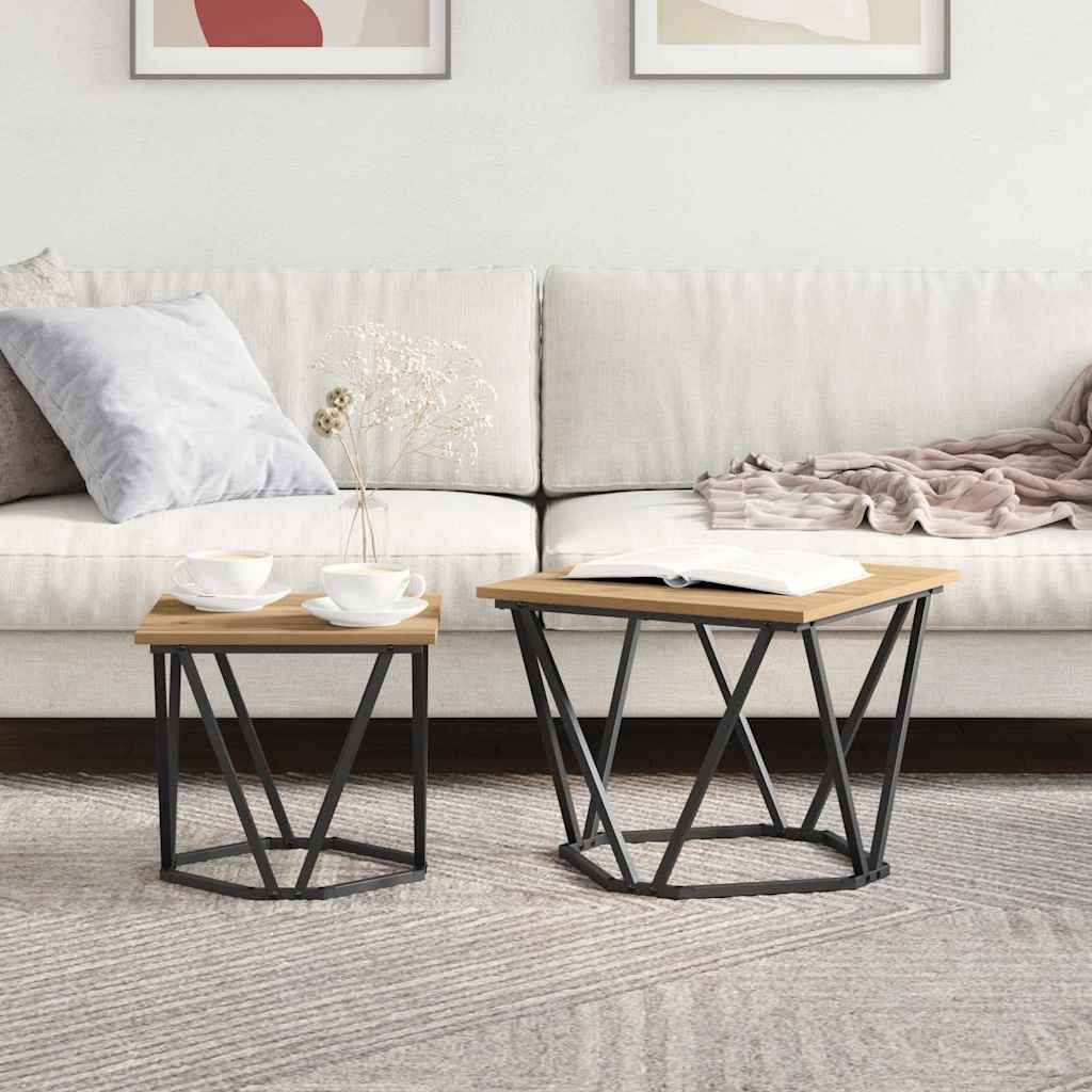 Beistelltisch-Set 2 pcs Eiche handwerklich 50 x 50 x 40 cm