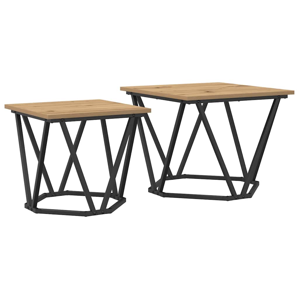 Beistelltisch-Set 2 pcs Eiche handwerklich 50 x 50 x 40 cm