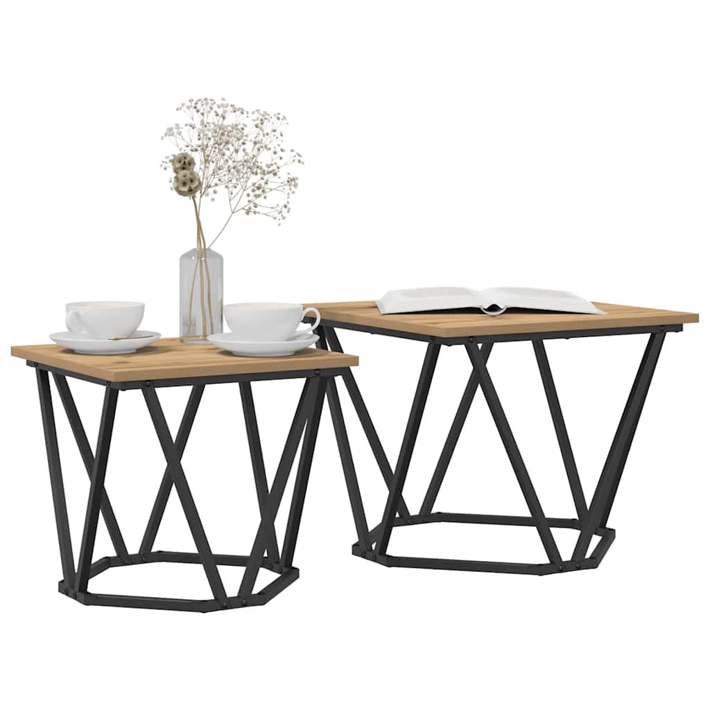 Beistelltisch-Set 2 pcs Eiche handwerklich 50 x 50 x 40 cm