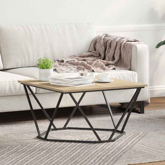 Couchtisch Sonoma Eiche 80 x 80 x 45 cm Ingenieurholz und Stahl