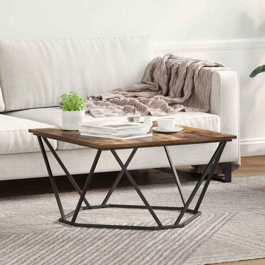 Couchtisch Räuchereiche 80 x 80 x 45 cm Ingenieurholz und Stahl