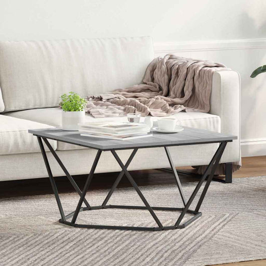 Couchtisch Grau Sonoma 80 x 80 x 45 cm Ingenieurholz und Stahl