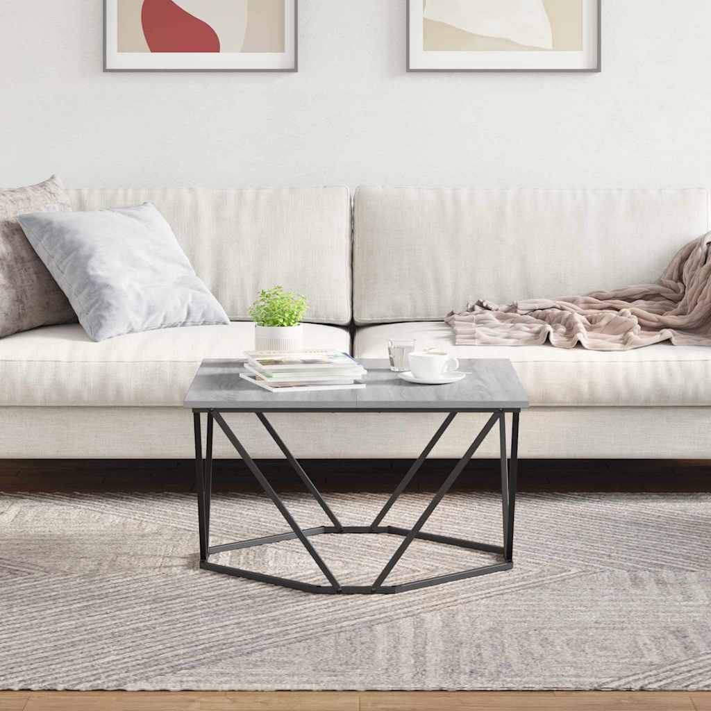 Couchtisch Grau Sonoma 80 x 80 x 45 cm Ingenieurholz und Stahl