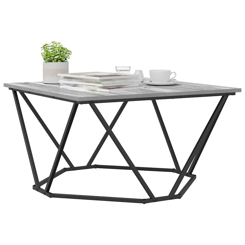 Couchtisch Grau Sonoma 80 x 80 x 45 cm Ingenieurholz und Stahl