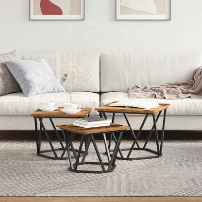 Couchtisch 3 pcs Altholz 50 x 50 x 40 cm