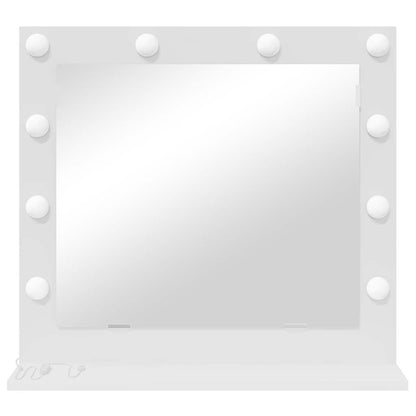 Waschtischspiegel Weiß 60 x 55 x 18 cm Glas und furniertes Holz