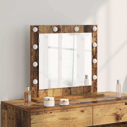 Kosmetikspiegel Altholz 60 x 55 x 18 cm Holzwerkstoff und Glas