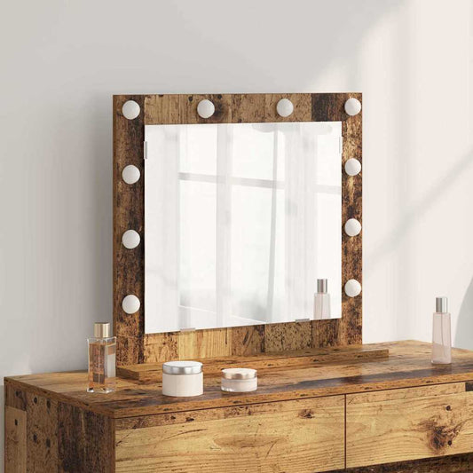 Kosmetikspiegel Altholz 60 x 55 x 18 cm Holzwerkstoff und Glas