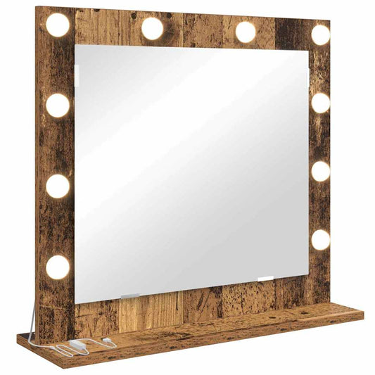 Kosmetikspiegel Altholz 60 x 55 x 18 cm Holzwerkstoff und Glas