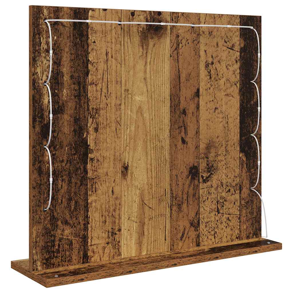Kosmetikspiegel Altholz 60 x 55 x 18 cm Holzwerkstoff und Glas