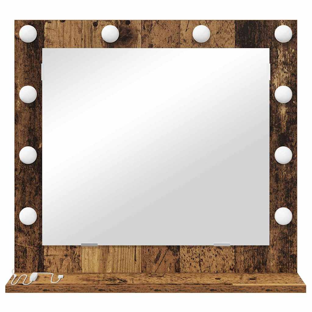 Kosmetikspiegel Altholz 60 x 55 x 18 cm Holzwerkstoff und Glas