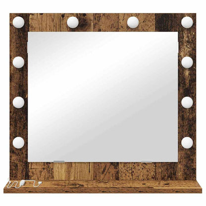 Kosmetikspiegel Altholz 60 x 55 x 18 cm Holzwerkstoff und Glas