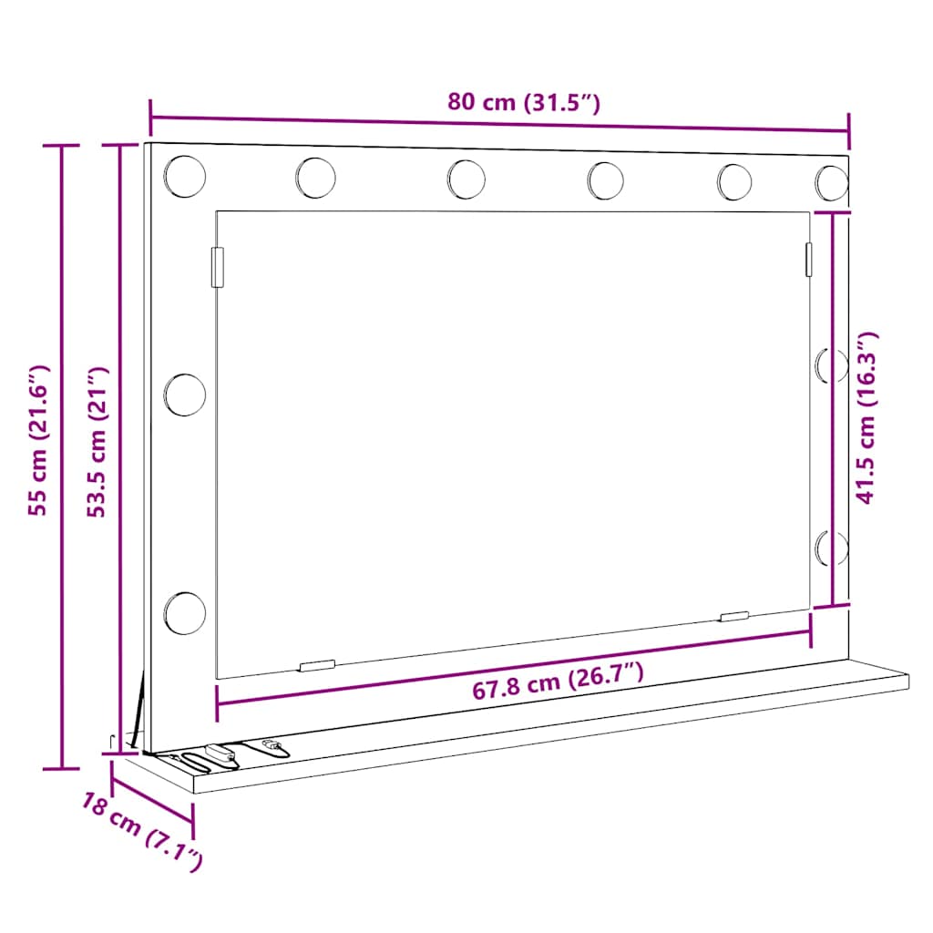 Kosmetikspiegel Weiß 80 x 15 x 18 cm Holzwerkstoff und Glas