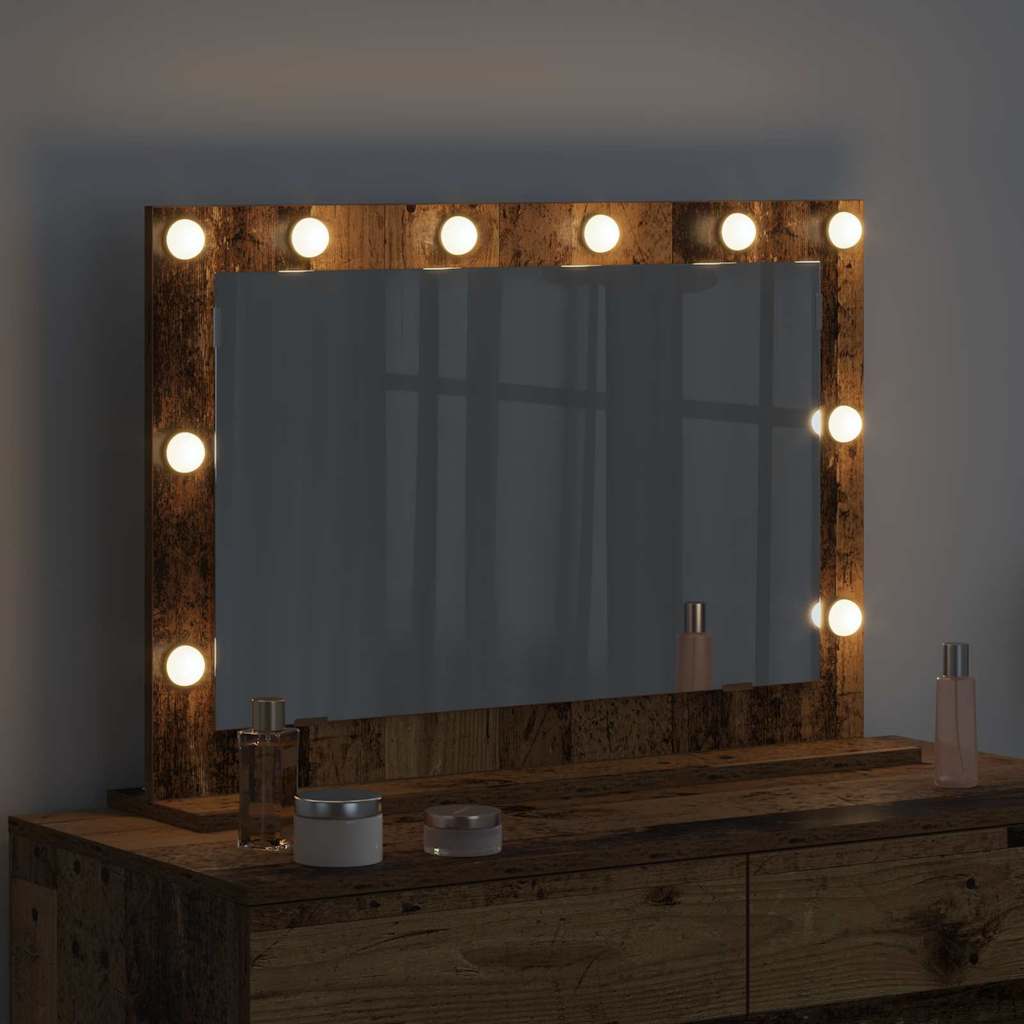 Kosmetikspiegel Altholz 80 x 55 x 18 cm Holzwerkstoff und Glas