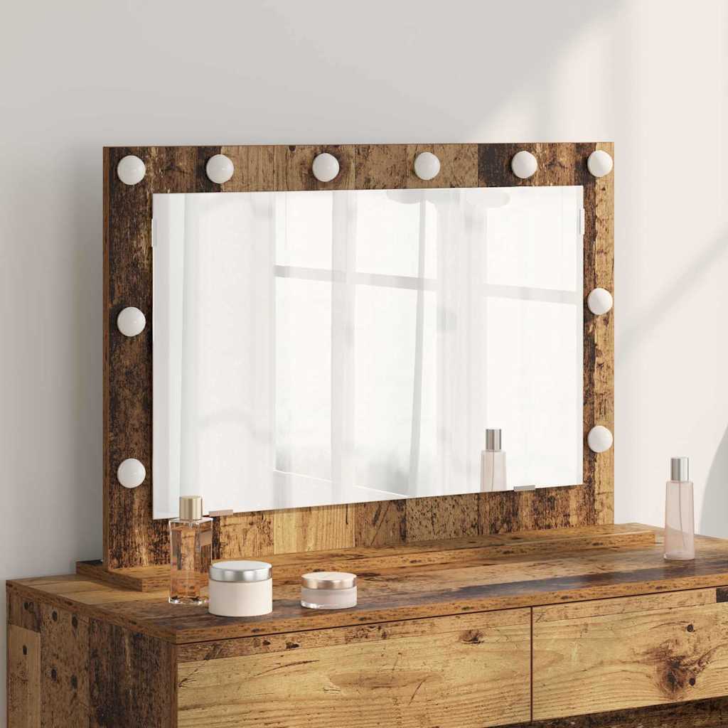 Kosmetikspiegel Altholz 80 x 55 x 18 cm Holzwerkstoff und Glas
