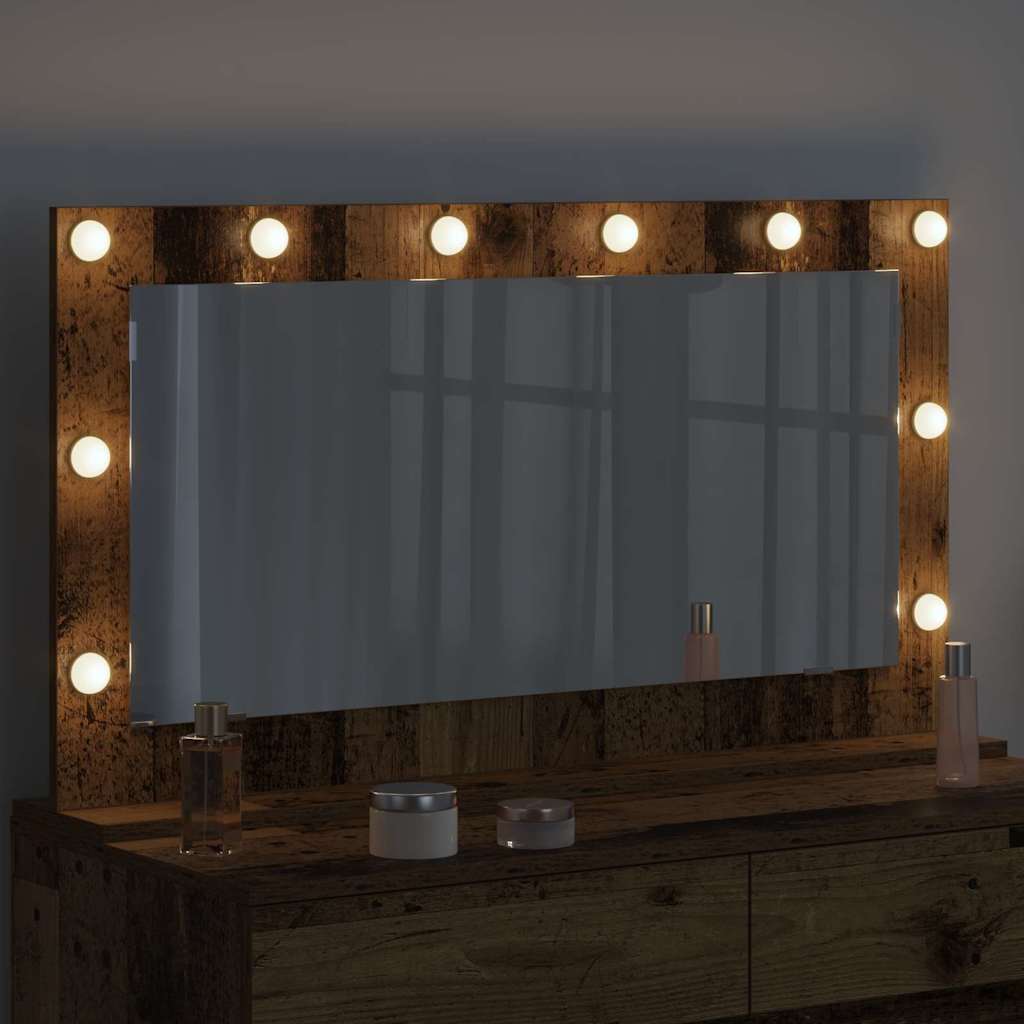 Kosmetikspiegel Altholz 100 x 55 x 18 cm Holzwerkstoff und Glas