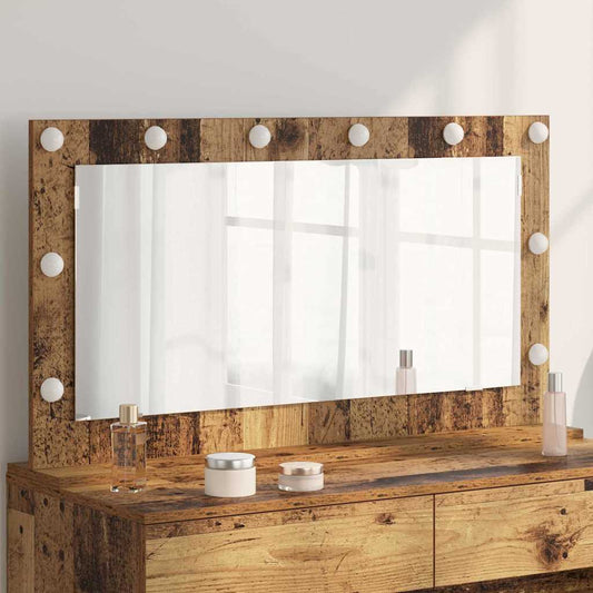 Kosmetikspiegel Altholz 100 x 55 x 18 cm Holzwerkstoff und Glas
