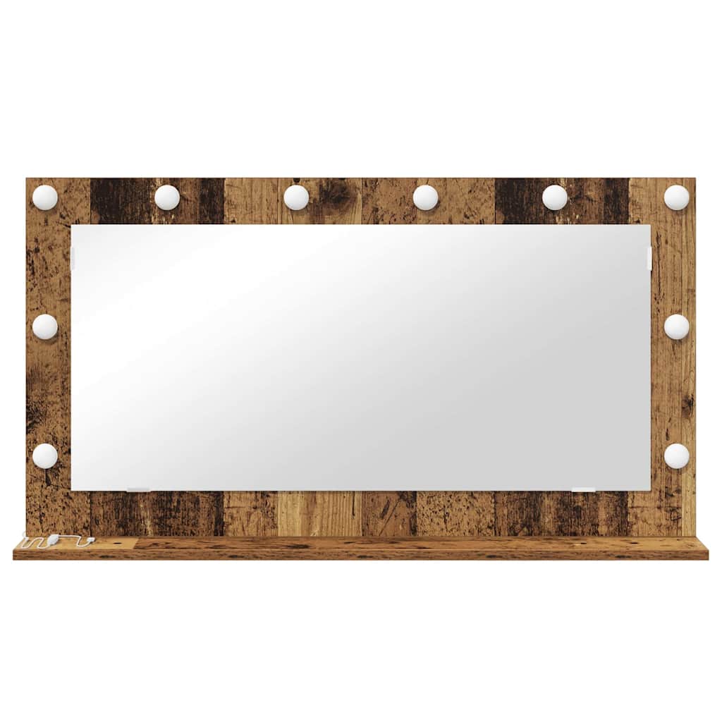 Kosmetikspiegel Altholz 100 x 55 x 18 cm Holzwerkstoff und Glas