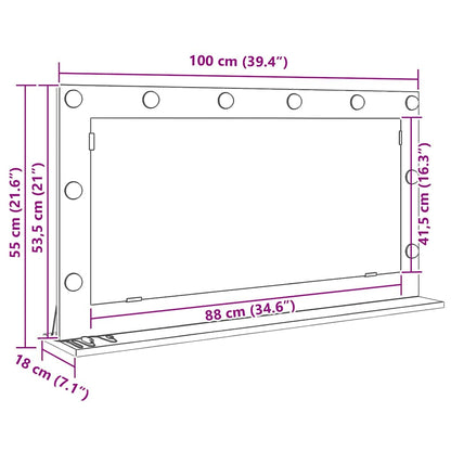 Kosmetikspiegel Altholz 100 x 55 x 18 cm Holzwerkstoff und Glas