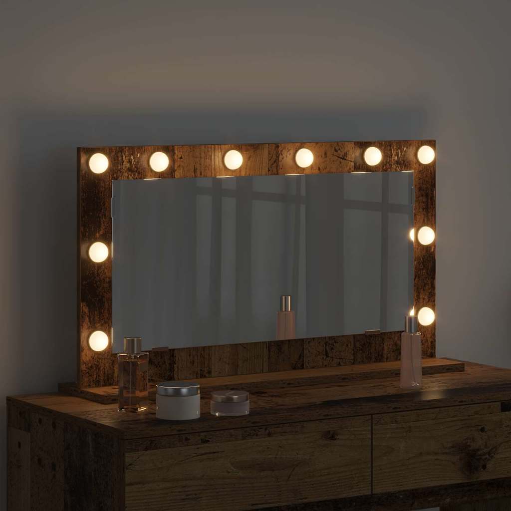 Kosmetikspiegel Altholz 80 x 45 x 18 cm Holzwerkstoff und Glas