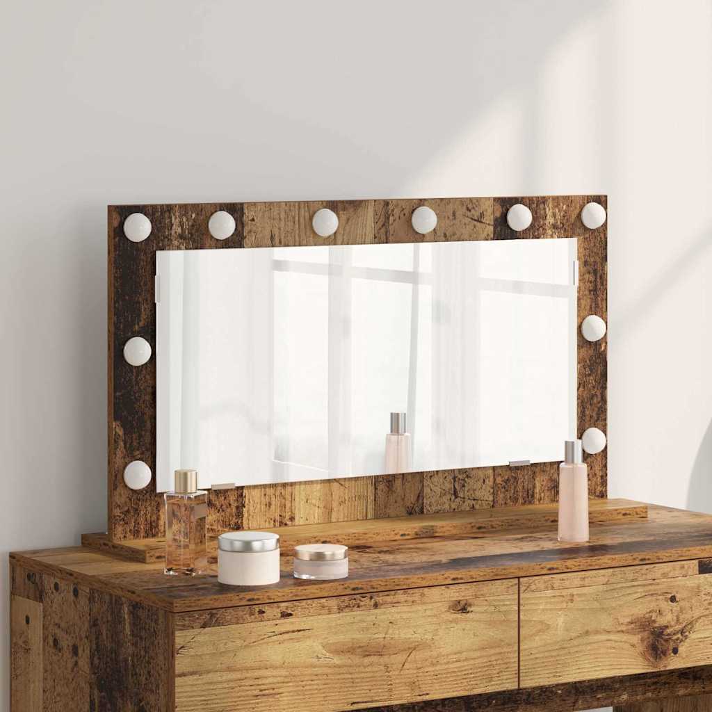 Kosmetikspiegel Altholz 80 x 45 x 18 cm Holzwerkstoff und Glas