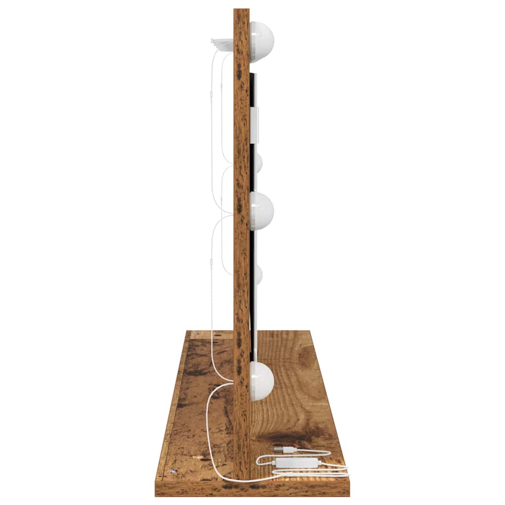 Kosmetikspiegel Altholz 80 x 45 x 18 cm Holzwerkstoff und Glas