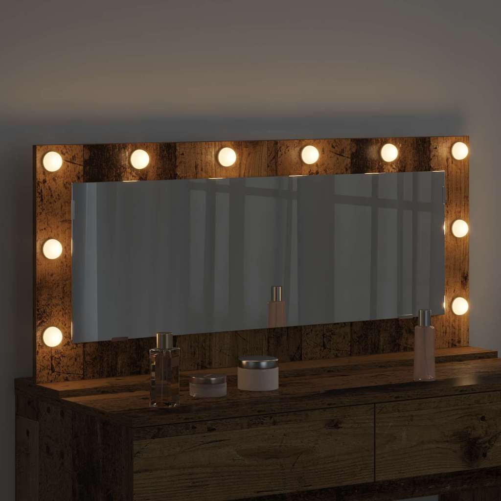 Kosmetikspiegel Altholz 100 x 45 x 18 cm Holzwerkstoff und Glas