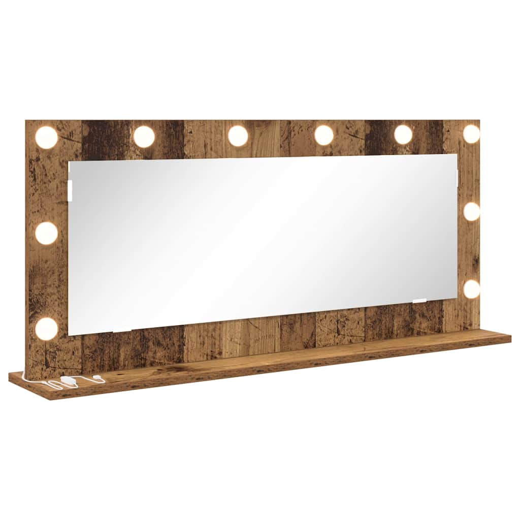 Kosmetikspiegel Altholz 100 x 45 x 18 cm Holzwerkstoff und Glas