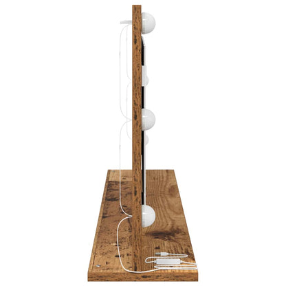 Kosmetikspiegel Altholz 100 x 45 x 18 cm Holzwerkstoff und Glas