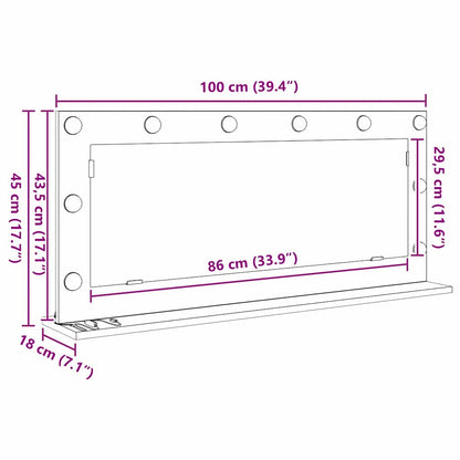 Kosmetikspiegel Altholz 100 x 45 x 18 cm Holzwerkstoff und Glas