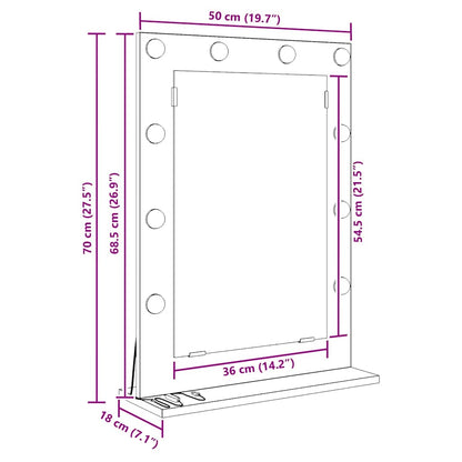 Kosmetikspiegel Altholz 70 x 50 x 18 cm Holzwerkstoff und Glas