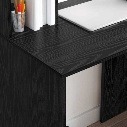 Schreibtisch mit Regal Schwarz Eichen-Optik 91 x 50 x 149 cm