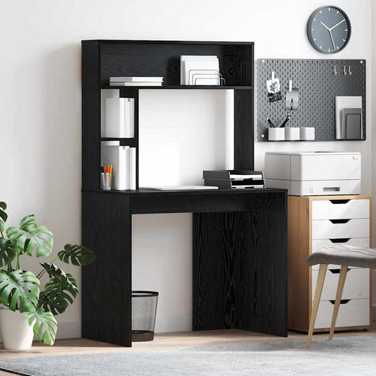 Schreibtisch mit Regal Schwarz Eichen-Optik 91 x 50 x 149 cm
