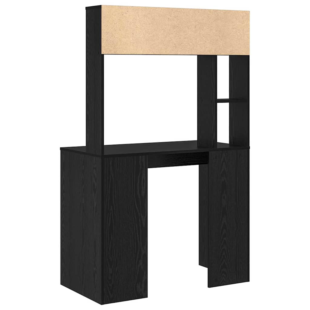 Schreibtisch mit Regal Schwarz Eichen-Optik 91 x 50 x 149 cm