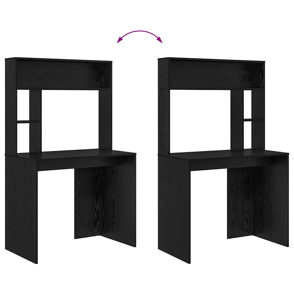 Schreibtisch mit Regal Schwarz Eichen-Optik 91 x 50 x 149 cm