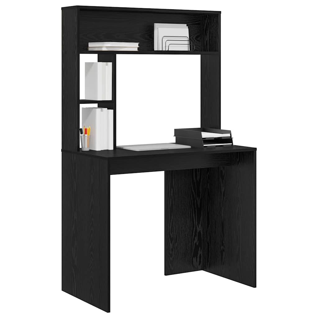 Schreibtisch mit Regal Schwarz Eichen-Optik 91 x 50 x 149 cm