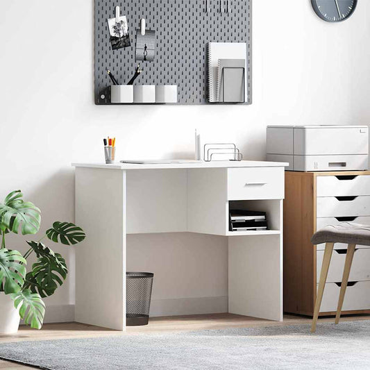 Schreibtisch mit Regal Weiß 90 x 49,5 x 75 cm Holzwerkstoff