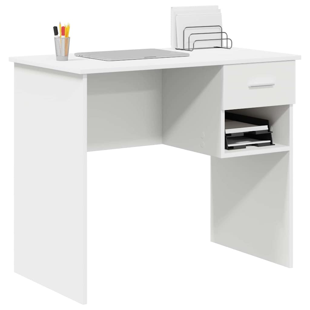 Schreibtisch mit Regal Weiß 90 x 49,5 x 75 cm Holzwerkstoff