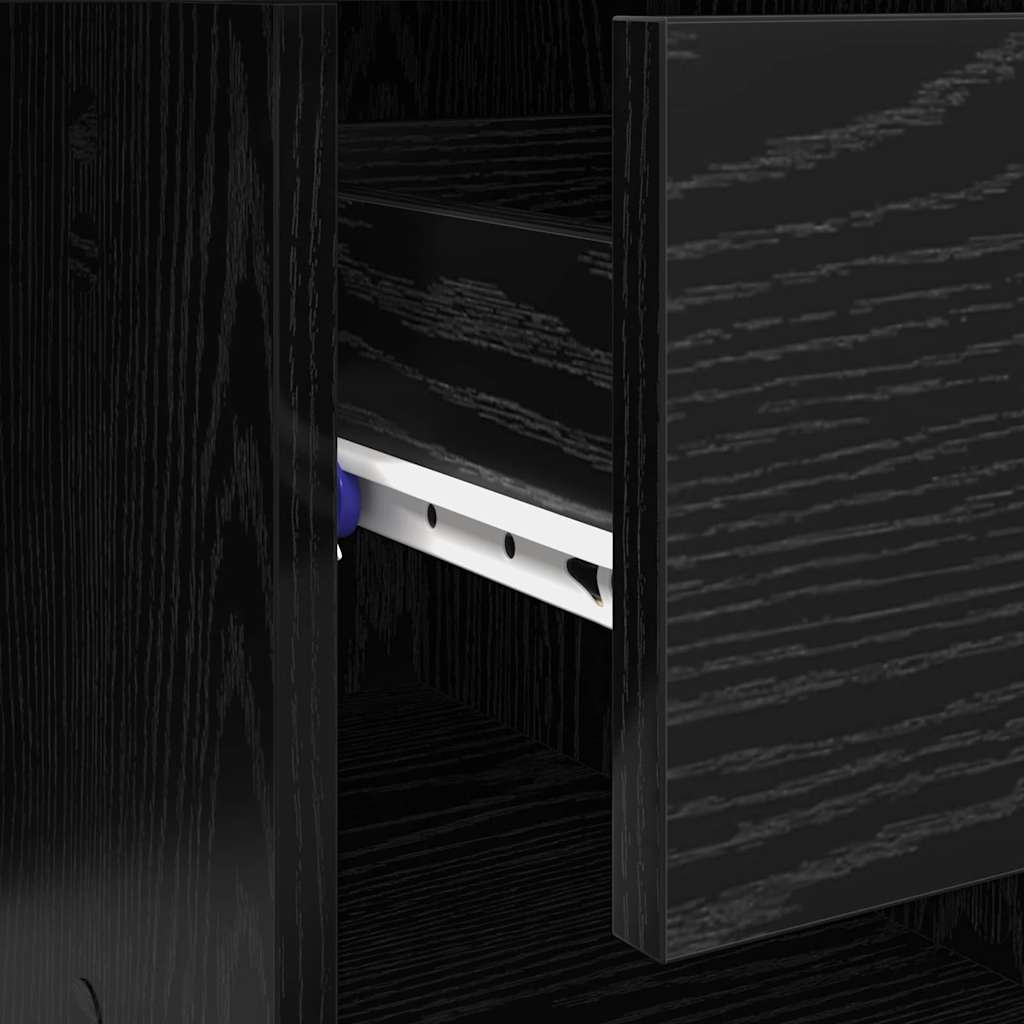 Schreibtisch mit Regal Schwarz Eichen-Optik 90 x 49,5 x 75 cm