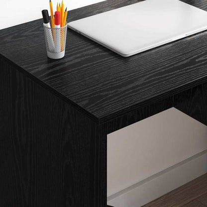 Schreibtisch mit Regal Schwarz Eichen-Optik 90 x 49,5 x 75 cm
