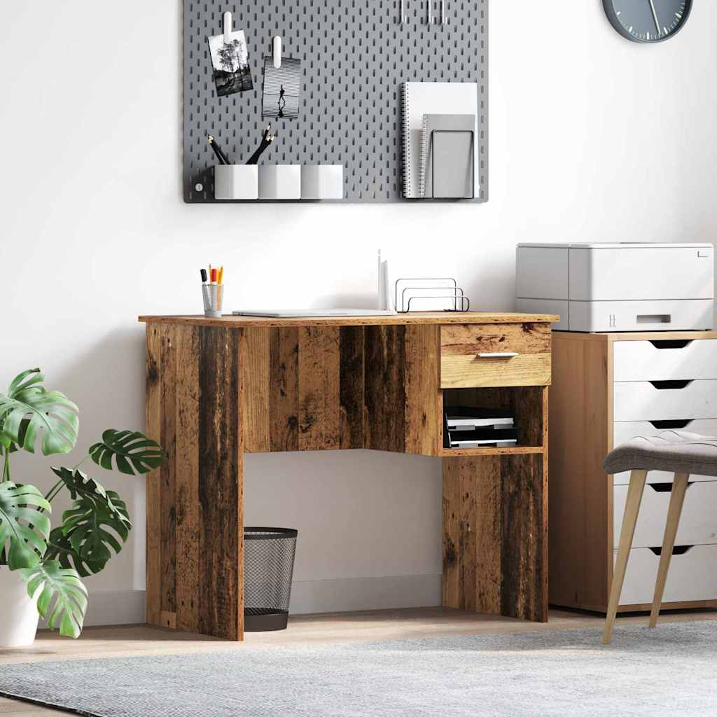 Schreibtisch mit Regal Altholz 90 x 49,5 x 75 cm Holzwerkstoff